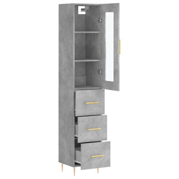 vidaXL Buffet haut Gris b&eacute;ton 34,5x34x180 cm Bois d'ing&eacute;nierie