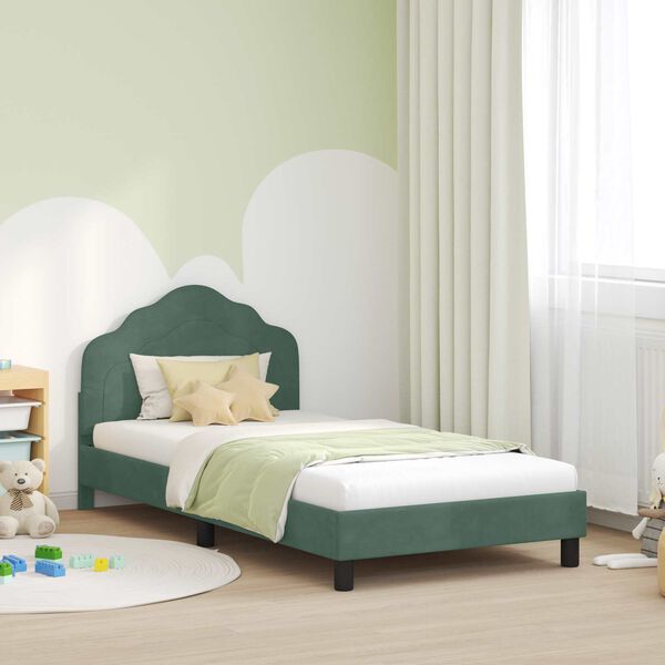 vidaXL Cadre de lit pour enfants avec tête de lit Vert Mer 90 x 190 cm