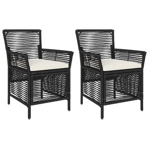 vidaXL Chaise d'Ext&eacute;rieur avec coussin 2 pcs Noir et Cr&egrave;me polyrotin