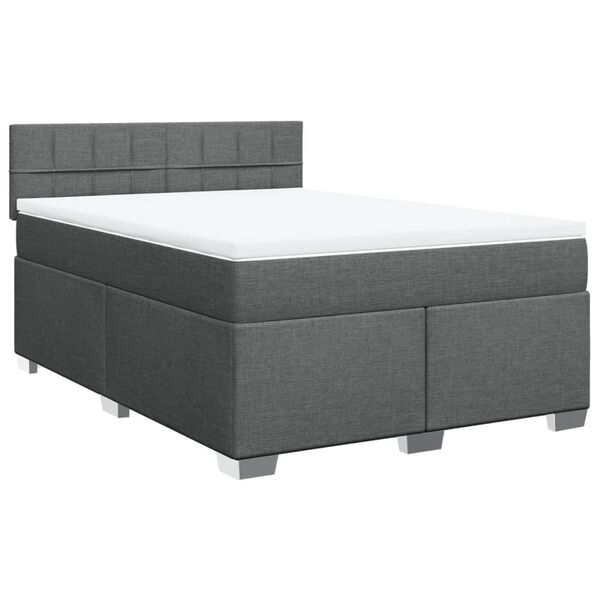 vidaXL Sommier &agrave; lattes de lit avec matelas Gris fonc&eacute; 140x190cm Tissu