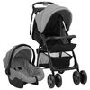 vidaXL Poussette pour b&eacute;b&eacute; 3-en-1 Gris clair et noir Acier