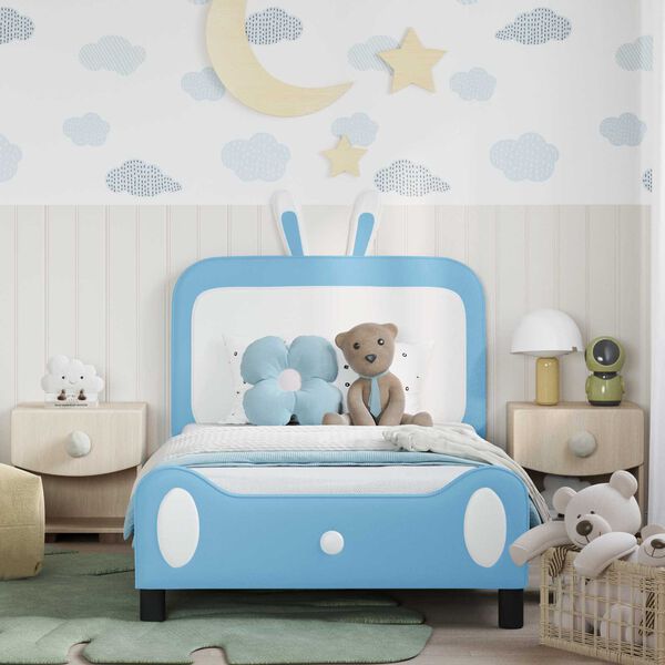 vidaXL Cadre de lit pour enfants avec tête de lit Bleu 80 x 200 cm PU