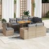 vidaXL Salon de jardin avec coussins 9 pcs beige r&eacute;sine tress&eacute;e