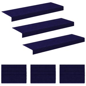 vidaXL Tapis d'escalier 15 pc 65 x 21 x 4 cm Bleu Polyester