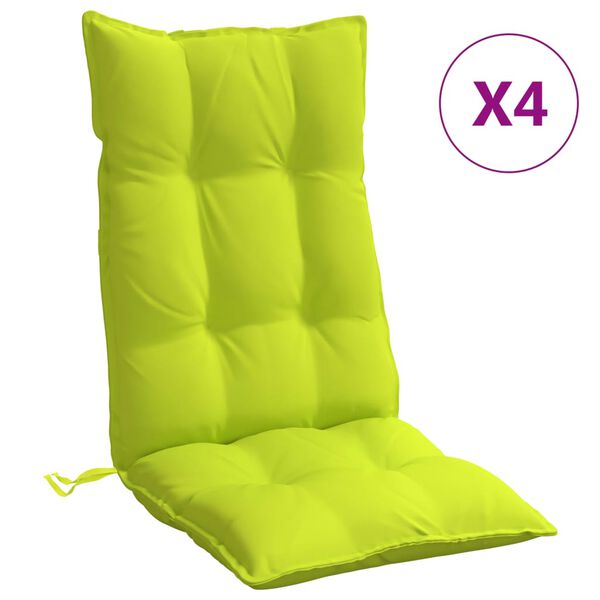 vidaXL Coussins de chaise &agrave; dossier haut lot de 4 vert vif
