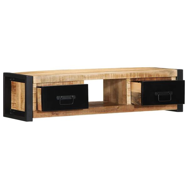 vidaXL Meuble TV 100x30x25 cm bois massif de manguier brut