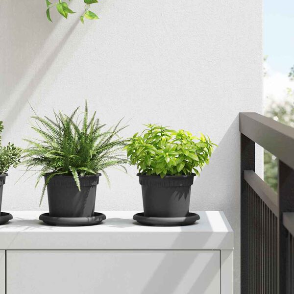 vidaXL Pot &agrave; fleurs rond 24 pcs Noir &Oslash; 12,5 x 10 cm Plastique