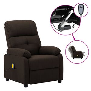 vidaXL Fauteuil &eacute;lectrique de massage marron fonc&eacute; tissu
