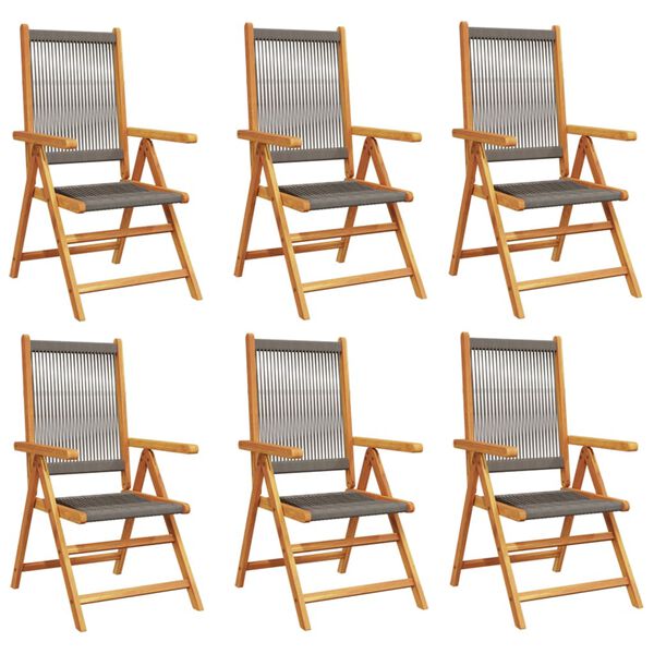 vidaXL Chaises inclinables de jardin lot de 6 gris bois massif acacia