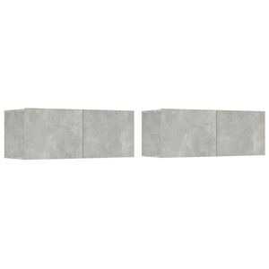 vidaXL Meubles TV 2 pcs gris b&eacute;ton 80x30x30 cm bois d'ing&eacute;nierie