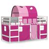 vidaXL Lit mezzanine enfants avec tunnel sans matelas rose 90x200 cm
