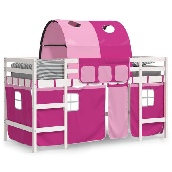 vidaXL Lit mezzanine enfants avec tunnel sans matelas rose 90x200 cm