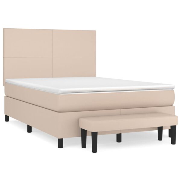 vidaXL Sommier &agrave; lattes de lit avec matelas Cappuccino 140x200 cm
