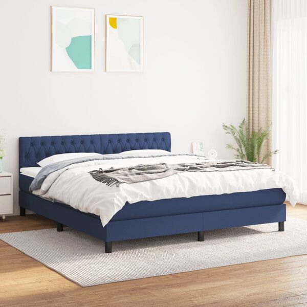 vidaXL Sommier &agrave; lattes de lit avec matelas Bleu 180x200 cm Tissu