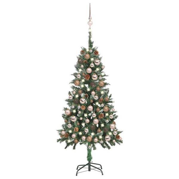 vidaXL Arbre de Noël artificiel pré-éclairé/boules pommes de pin 150cm