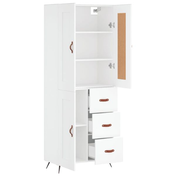 vidaXL Buffet haut Blanc 69,5x34x180 cm Bois d'ing&eacute;nierie