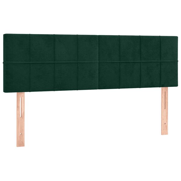 vidaXL T&ecirc;te de lit &agrave; LED Vert fonc&eacute; 144x5x78/88 cm Velours