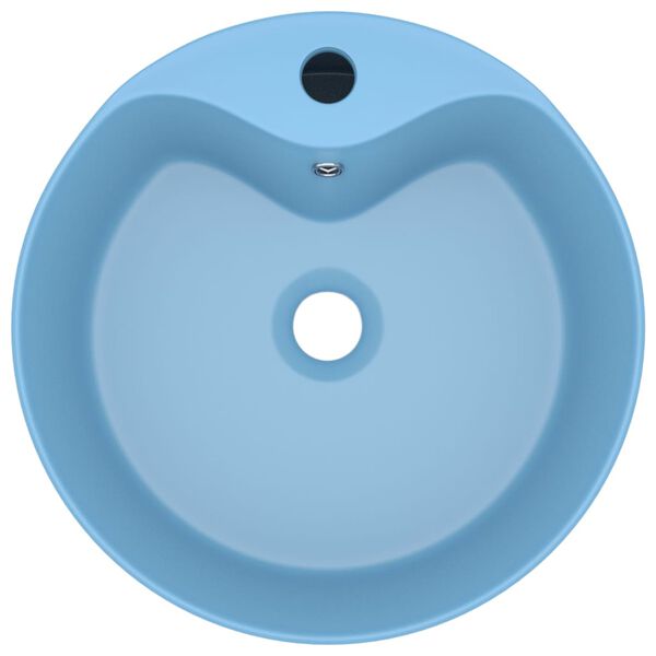 vidaXL Lavabo de luxe avec trop-plein Bleu clair mat 36x13cm C&eacute;ramique