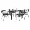 vidaXL Ensemble &agrave; manger de jardin et coussins 5 pcs noir rotin verre