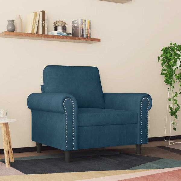 vidaXL Fauteuil Bleu 60 cm Velours