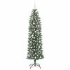 vidaXL Arbre de No&euml;l artificiel slim avec 300 LED Vert et blanc 210 cm