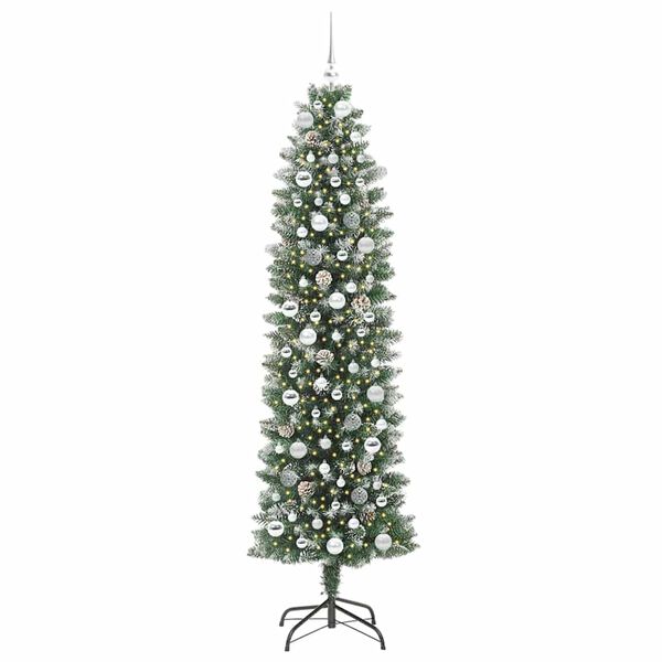 vidaXL Arbre de No&euml;l artificiel slim avec 300 LED Vert et blanc 210 cm