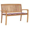 vidaXL Banc de jardin empilable et coussin 128,5cm Bois de teck massif