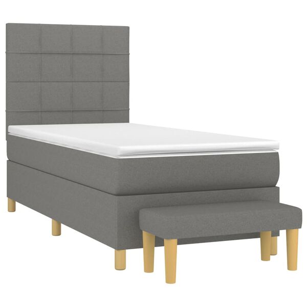 vidaXL Sommier &agrave; lattes de lit avec matelas Gris fonc&eacute; 80x200 cm Tissu