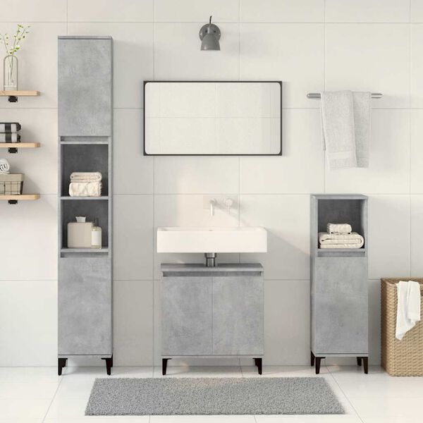 vidaXL Ensemble de meubles de salle de bain 3 pcs gris béton