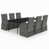 vidaXL Ensemble &agrave; manger de jardin avec coussins 7 pcs Gris