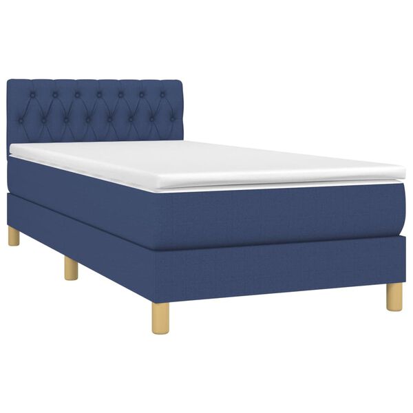 vidaXL Sommier &agrave; lattes de lit avec matelas Bleu 100x200 cm Tissu