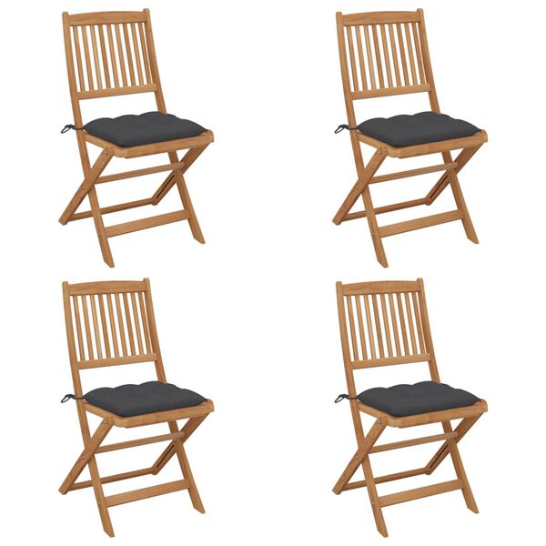 vidaXL Chaises pliables de jardin lot de 4 avec coussins Bois d'acacia
