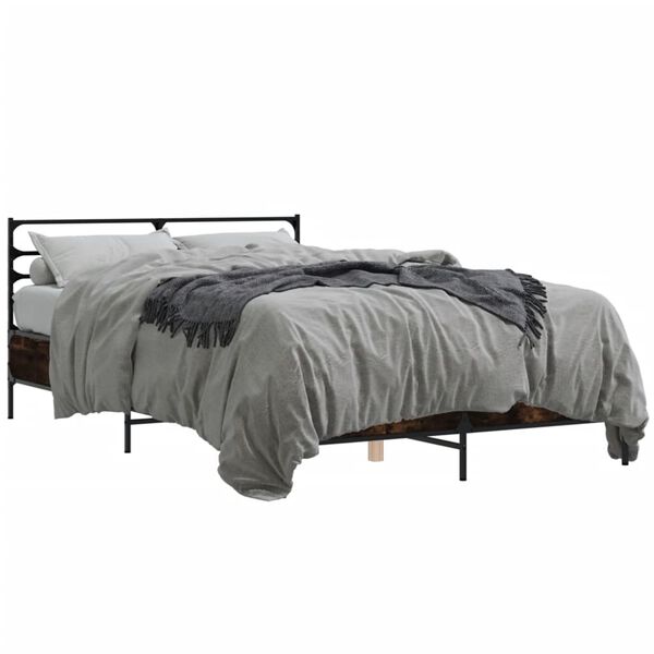 vidaXL Cadre de lit sans matelas ch&ecirc;ne fum&eacute; 120x200 cm