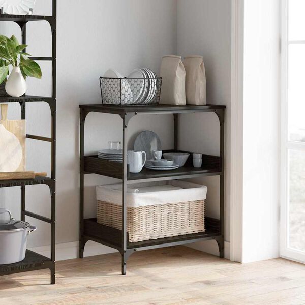 vidaXL Chariot de cuisine Ch&ecirc;ne noir 60 x 41 x 80,5 cm