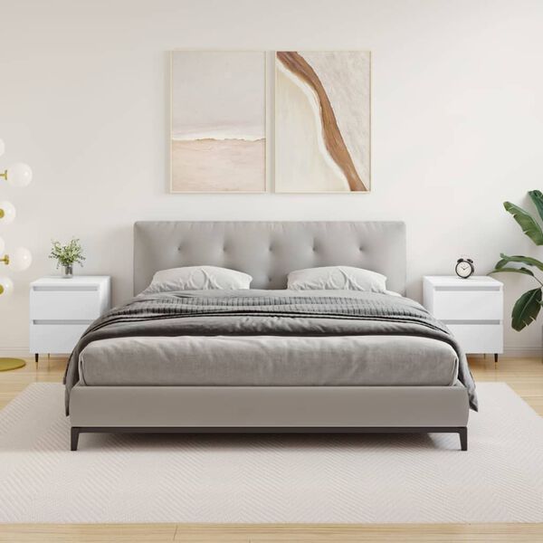 vidaXL Tables de chevet 2 pcs blanc 40x35x50 cm bois d&rsquo;ing&eacute;nierie