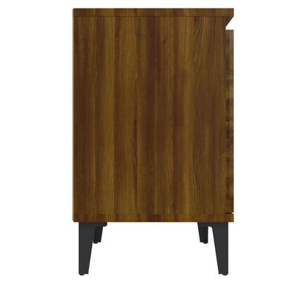 vidaXL Table de chevet avec pieds en métal Chêne marron 40x30x50 cm