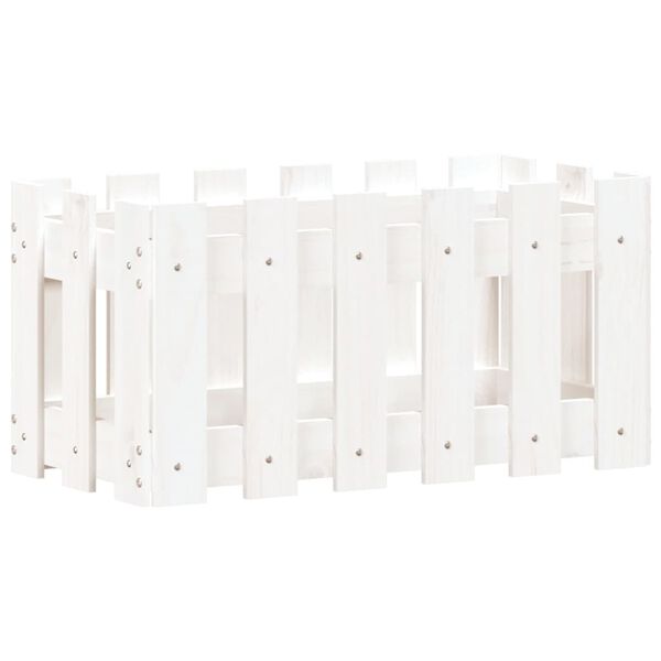 vidaXL Jardini&egrave;re avec design de cl&ocirc;ture blanc 60x30x30 cm pin massif