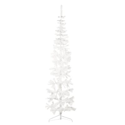 vidaXL Demi sapin de Noël artificiel mince avec support Blanc 240 cm