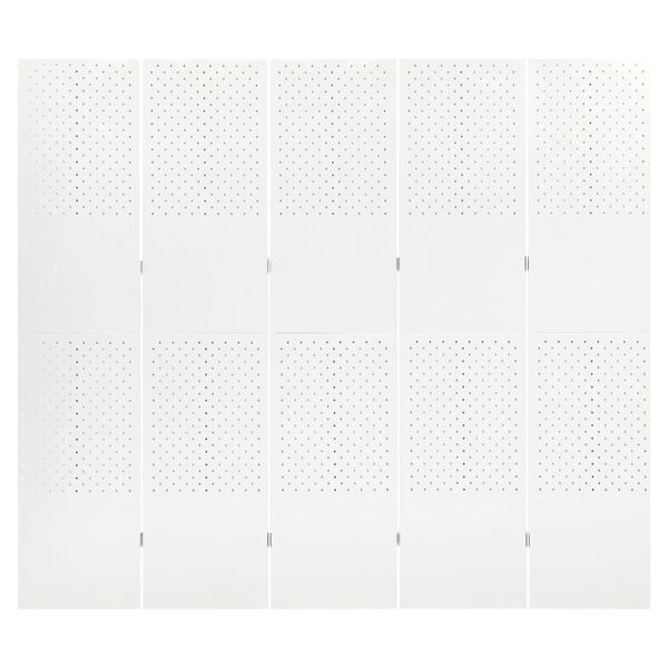 vidaXL Cloison de s&eacute;paration 5 panneaux Blanc 200x180 cm Acier