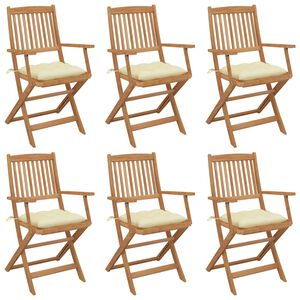vidaXL Chaises pliantes 6 pi&egrave;ces avec coussins en bois d'acacia massif