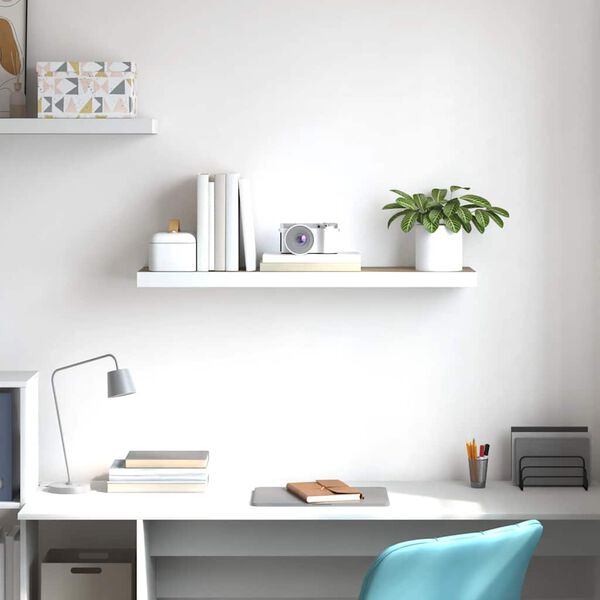 vidaXL &Eacute;tag&egrave;re flottante murale Ch&ecirc;ne et blanc 90x23,5x3,8 cm MDF