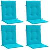vidaXL Coussins de chaise &agrave; dossier bas lot de 4 turquoise tissu