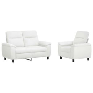 vidaXL Ensemble de Canap&eacute;s 2 pcs Blanc Tissu