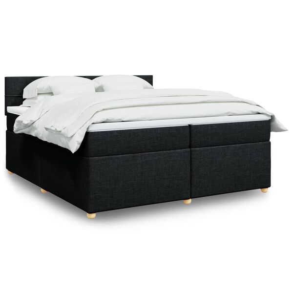 vidaXL Sommier &agrave; lattes de lit avec matelas Noir 200x200 cm Tissu