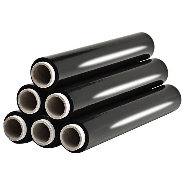 vidaXL Rouleaux de film de palette 6 pcs Noir 23 &micro;m 624 m