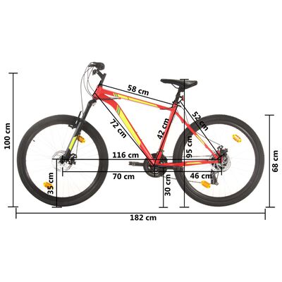 vidaXL Vélo de montagne 21 vitesses Roues de 27,5 pouces 42 cm Rouge