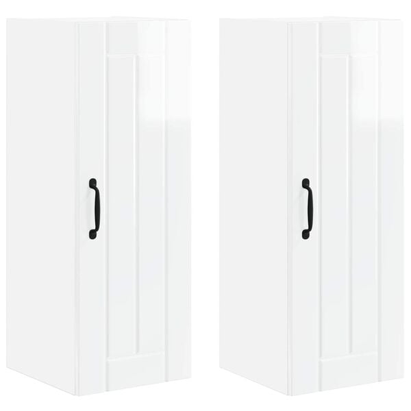 vidaXL Armoire de cuisine Lucca 2 pcs Blanc brillant 30 x 31 x 80 cm