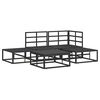 vidaXL Ensemble de canapé de jardin avec coussin 5 pcs Noir Aluminium
