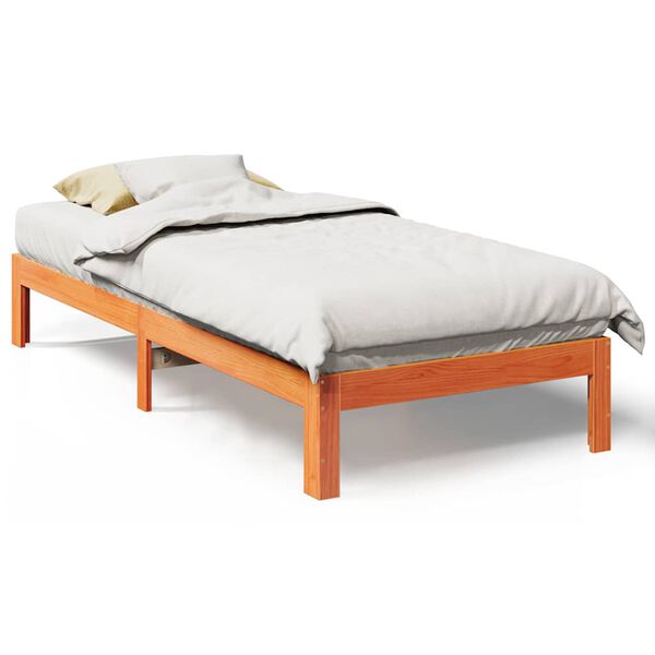 vidaXL Cadre de lit sans matelas cire marron 90x200 cm bois pin massif