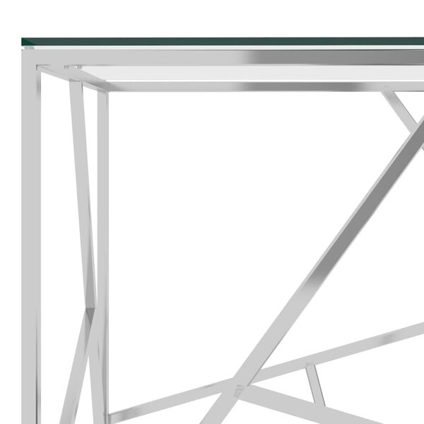 vidaXL Table basse Argent&eacute; 55x55x55 cm Acier inoxydable et verre